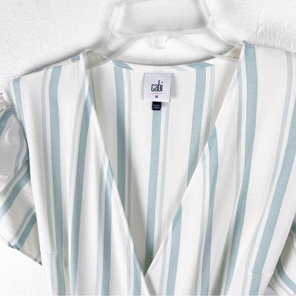 CABI Boardwalk True Wrap Flutter Sleeves Striped Casual Dress #6591 Size Medium - Picture 5 of 11